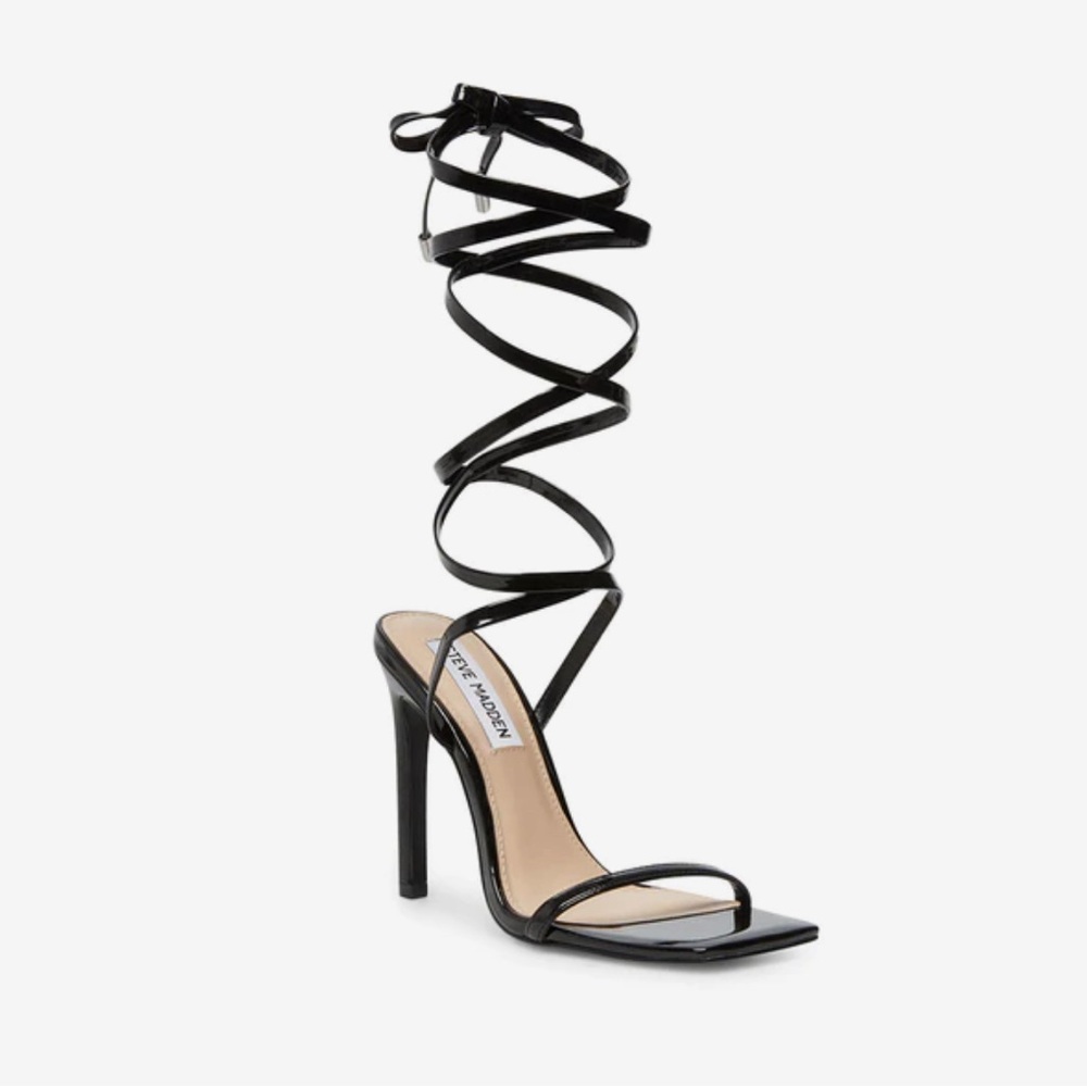 Steve Madden Uplift patent black lace up heels